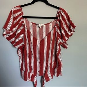 Striped tie front top